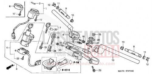 TUYAU DE GUIDON/PONT SUPERIEUR (X/Y/1/2/3/4) CBR1100XX3 de 2003
